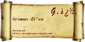 Gromen Éva névjegykártya
